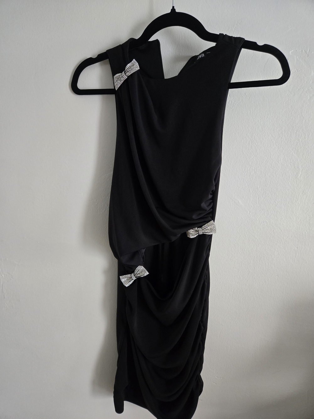 Zara Black Mini Dress with Side Cutout and Silver Hardware - Picture 4 of 5